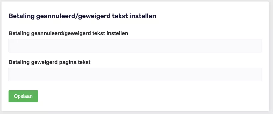 Betaling-geannuleerd CMS - Algemene Instellingen