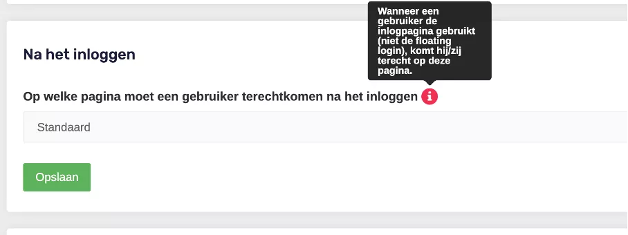 inlogmodal CMS - Algemene Instellingen