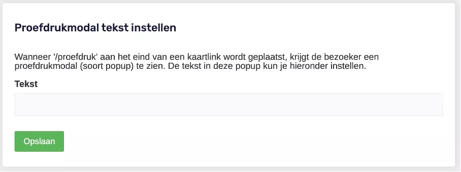 proefdrukmodal CMS - Algemene Instellingen