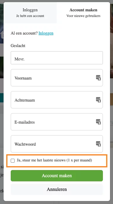 registratie-emailoptin CMS - Algemene Instellingen