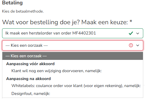Herstelorder Herdruk en herstelorder