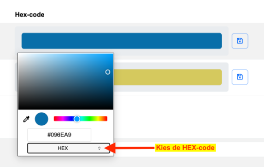 Hex-code Handleiding ShopThema en ProductBuilder