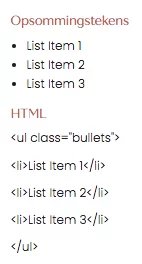 Opsommingstekens Pagina opmaak