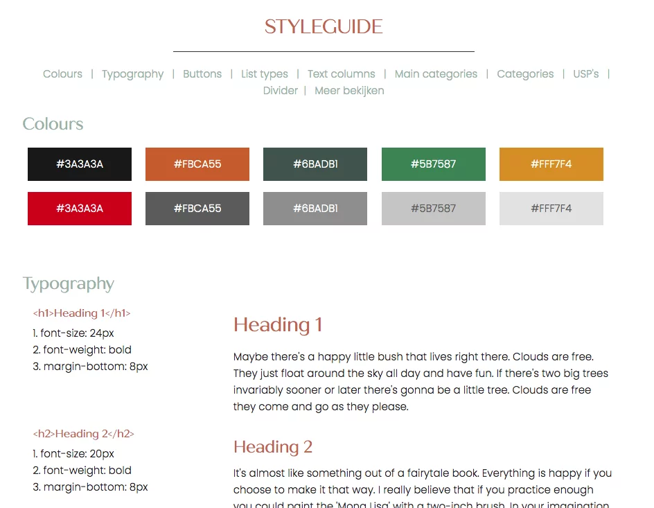 STYLEGUIDE Pagina opmaak