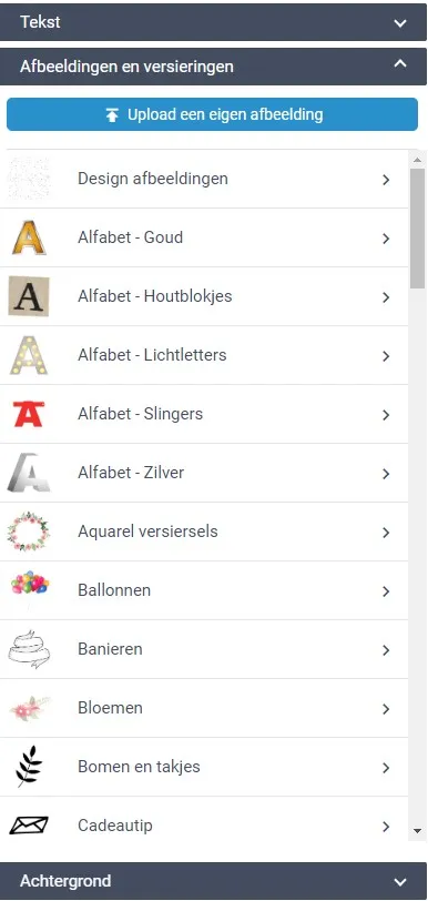 beeldcategorieen-editor Beeldbank en Fonts