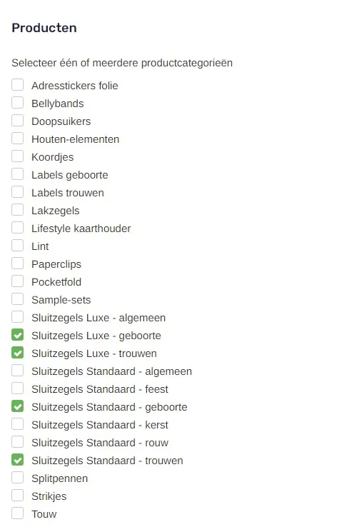 producten-pagina Voorraaditems (SKU's) op je site zetten