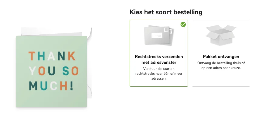 verzending-customize Wenskaarten