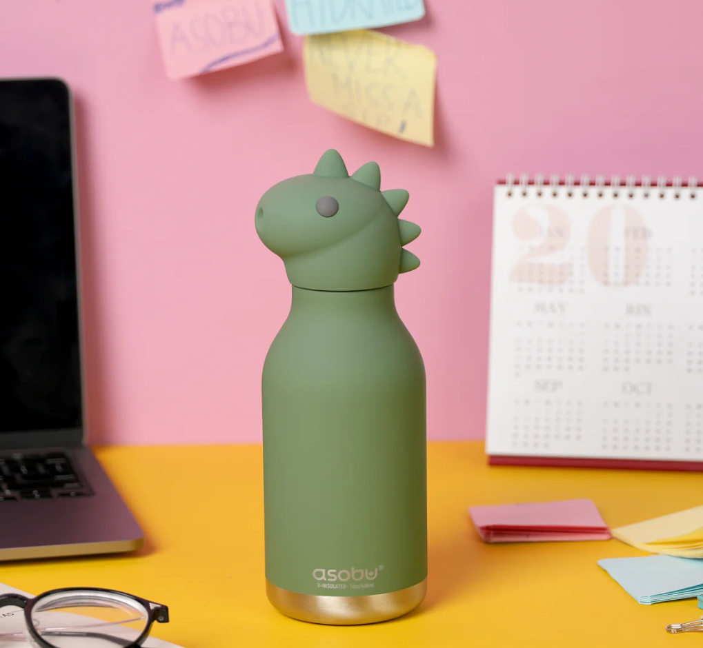 Asobu-Dinosaur-3 Dierenfles – rondom bedrukt