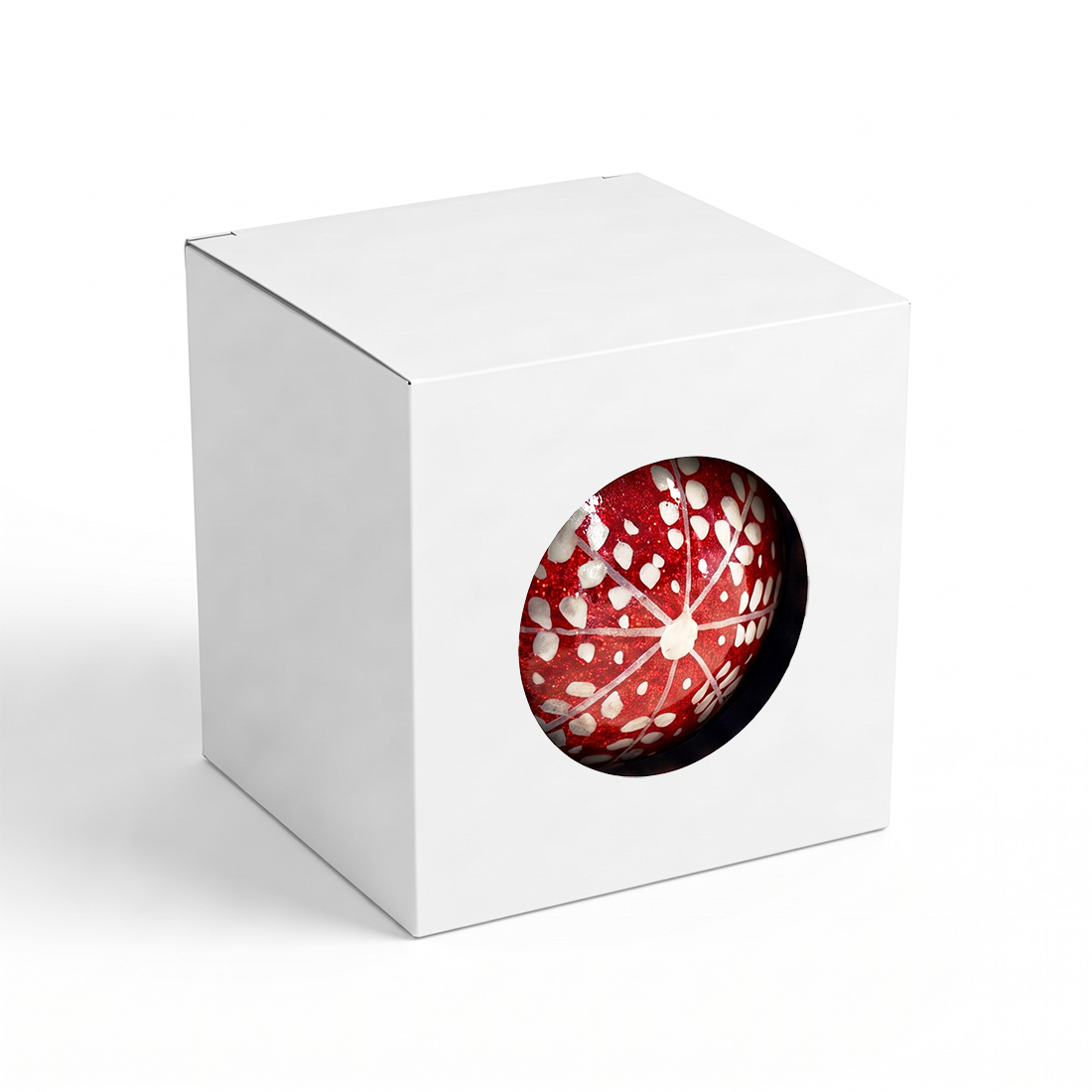 Kerstbaldoosje_roodglitter Kerstballen ‘Love our Planet’ met verpakking (2 items)